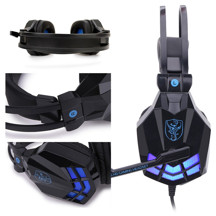 Soyto SY850MV Luminous Gaming Computer Headset For USB (Red Blue) - Multimedia Headset by Soyto | Online Shopping South Africa | PMC Jewellery | Buy Now Pay Later Mobicred