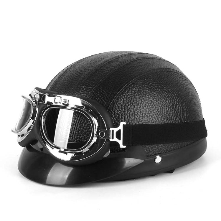 BSDDP A0318 PU Helmet With Goggles, Size: One Size(Black) - Helmets by BSDDP | Online Shopping South Africa | PMC Jewellery | Buy Now Pay Later Mobicred