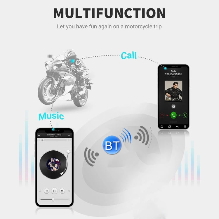 BT22 Waterproof Call Motorcycle Helmet Bluetooth Headset - Motorcycle Walkie Talkie by PMC Jewellery | Online Shopping South Africa | PMC Jewellery | Buy Now Pay Later Mobicred