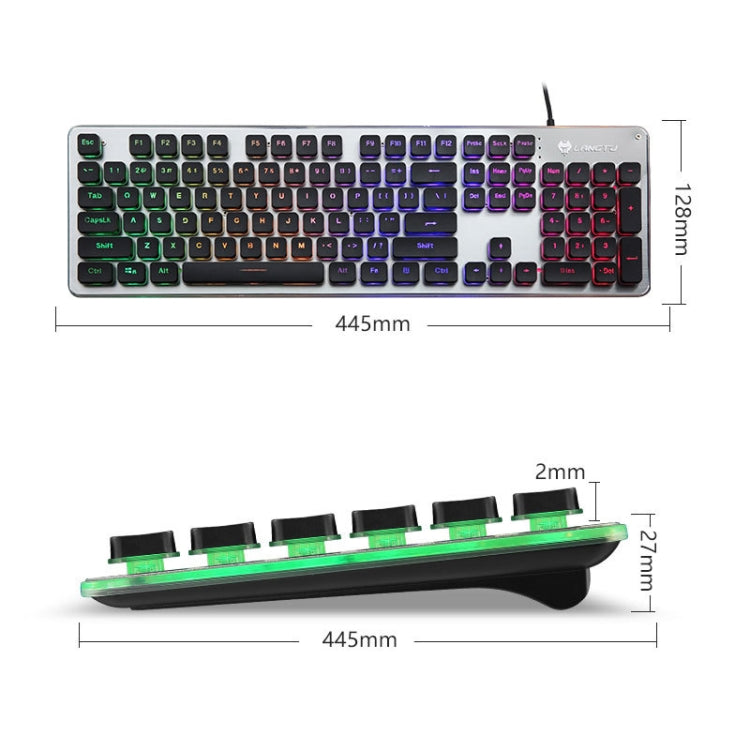 LANGTU L1 104 Keys USB Home Office Film Luminous Wired Keyboard, Cable Length:1.6m(Orange Light Black) - Wired Keyboard by LANGTU | Online Shopping South Africa | PMC Jewellery | Buy Now Pay Later Mobicred