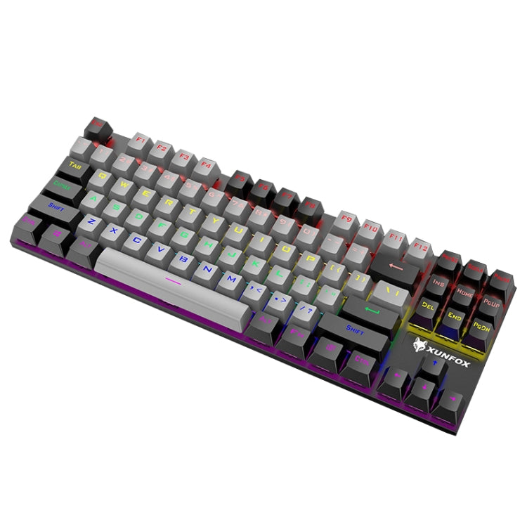 XUNFOX K80 87 Keys Wired Gaming Mechanical Illuminated Keyboard, Cable Length:1.5m(Gray Black) - Wired Keyboard by XUNFOX | Online Shopping South Africa | PMC Jewellery | Buy Now Pay Later Mobicred