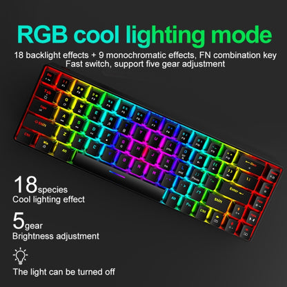 ZIYOU LANG T8 68 Keys RGB Luminous Gaming Mechanical Keyboard, Cable Length:1.6m(Black Green Shaft) - Wired Keyboard by ZIYOU LANG | Online Shopping South Africa | PMC Jewellery | Buy Now Pay Later Mobicred