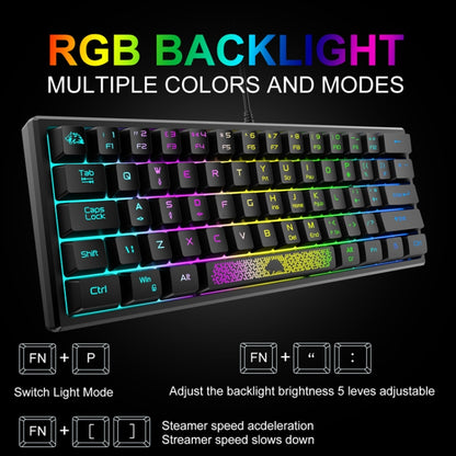 ZIYOU LANG K61 62 Keys RGB Lighting Mini Gaming Wired Keyboard, Cable Length:1.5m(Black) - Wired Keyboard by ZIYOU LANG | Online Shopping South Africa | PMC Jewellery | Buy Now Pay Later Mobicred