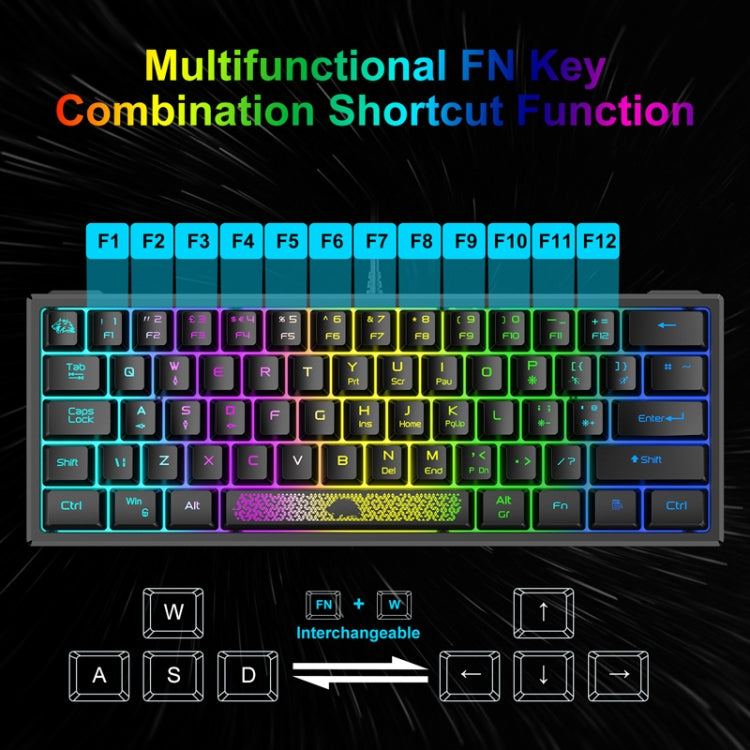 ZIYOU LANG K61 62 Keys RGB Lighting Mini Gaming Wired Keyboard, Cable Length:1.5m(White) - Wired Keyboard by ZIYOU LANG | Online Shopping South Africa | PMC Jewellery | Buy Now Pay Later Mobicred