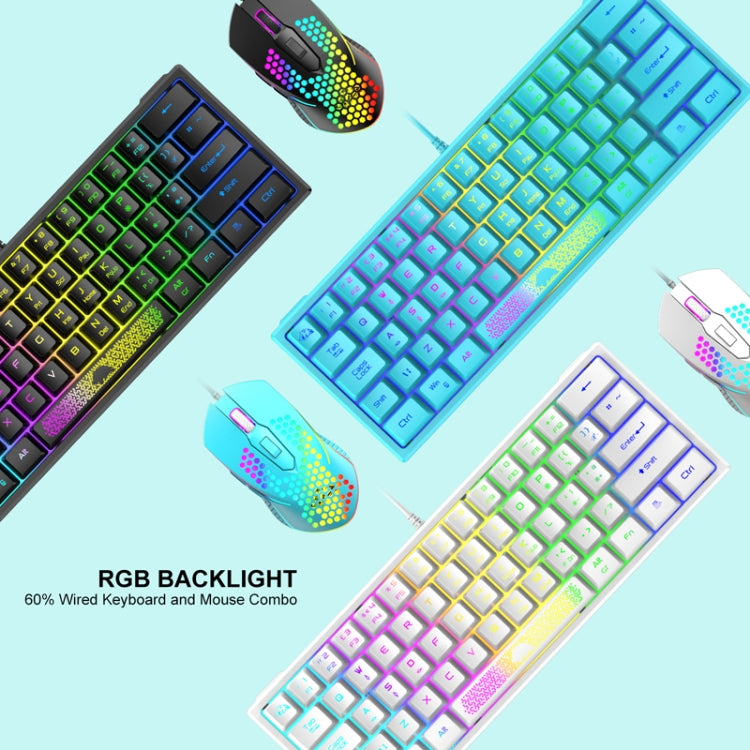 ZIYOU LANG K61 62 Keys RGB Lighting Mini Gaming Wired Keyboard, Cable Length:1.5m(White) - Wired Keyboard by ZIYOU LANG | Online Shopping South Africa | PMC Jewellery | Buy Now Pay Later Mobicred