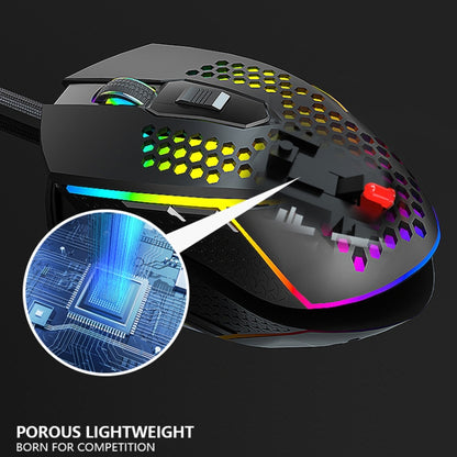 LEAVEN S50 6Keys Macro Definition Programmable RGB Lighted Gaming Wired Mouse, Cable Length: 1.5m(Black) - Wired Mice by LEAVEN | Online Shopping South Africa | PMC Jewellery | Buy Now Pay Later Mobicred