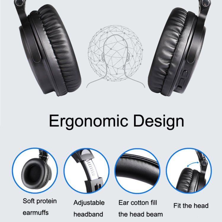 OneOdio PRO-C Bilateral Stereo Pluggable Over-Ear Wireless Bluetooth Monitor Headset(Black) - Multimedia Headset by OneOdio | Online Shopping South Africa | PMC Jewellery | Buy Now Pay Later Mobicred