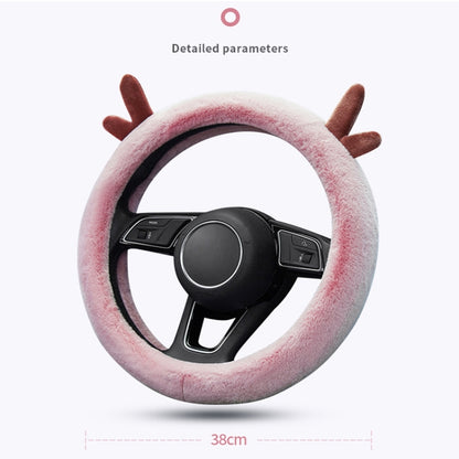 Antler Thick Plush Steering Wheel Cover, Style: O Type (Camel) - Steering Wheel Accessories by PMC Jewellery | Online Shopping South Africa | PMC Jewellery | Buy Now Pay Later Mobicred