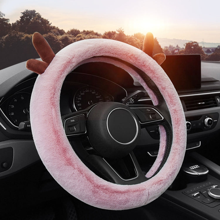 Antler Thick Plush Steering Wheel Cover, Style: O Type (White) - Steering Wheel Accessories by PMC TechLife | Online Shopping South Africa | PMC TechLife | Buy Now Pay Later Mobicred