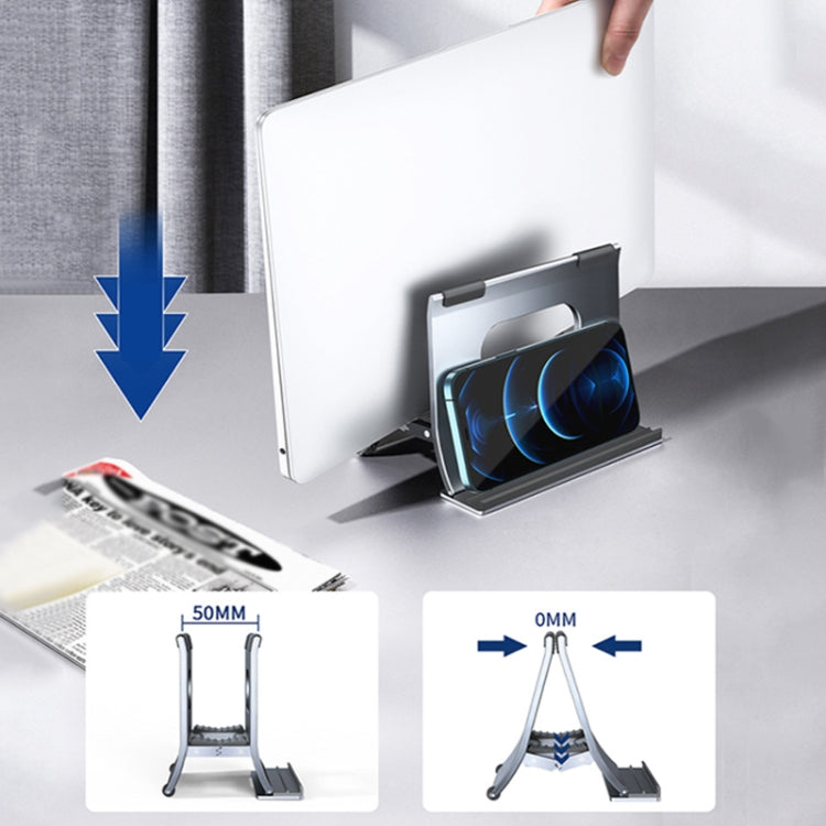 Oatsbasf 03880 H-type Alloy Laptop Gravity Automatic Storage Rack(Grey) - free shipping - PMC Jewellery - Order now!