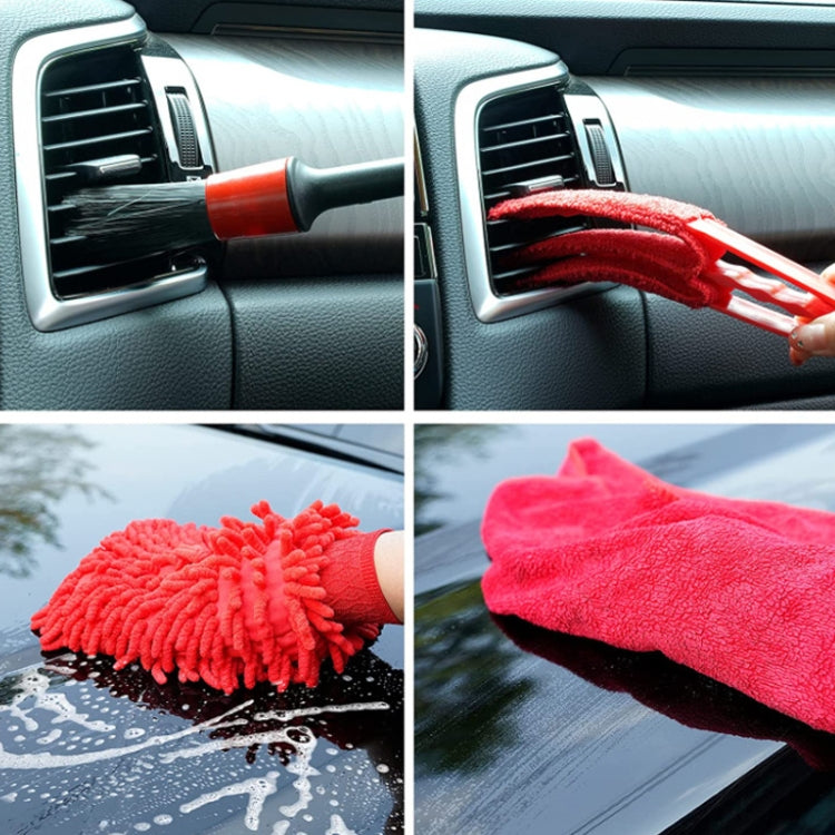 16 PCS / Set Car Washing Tool Brush Drill Cleaning Brush Tire Cleaning Floor Brush(Red) - Car washing supplies by PMC Jewellery | Online Shopping South Africa | PMC Jewellery | Buy Now Pay Later Mobicred