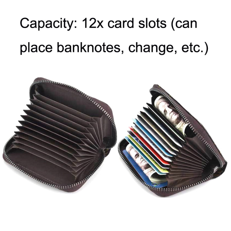 Zip Multi-card Hand-painted Organ Leather Card Holder(Silver) - free shipping - PMC TechLife - Order now!