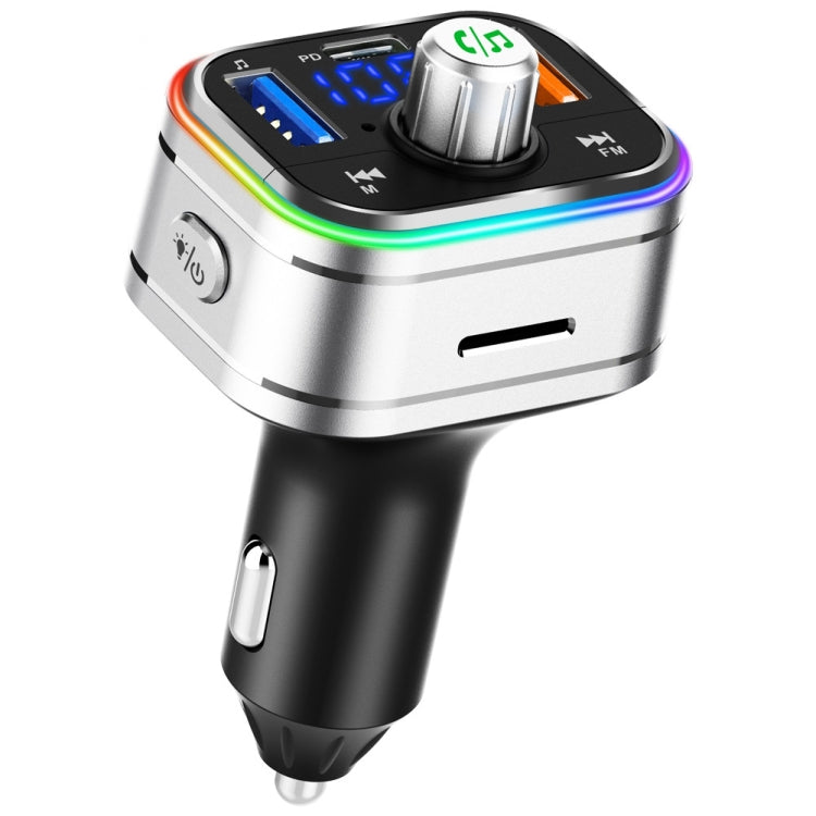 PD3.0 Fast Charge Car Bluetooth MP3 Hands-Free Player Car FM Transmitter(Silver) - Bluetooth Car Kits by PMC Jewellery | Online Shopping South Africa | PMC Jewellery | Buy Now Pay Later Mobicred