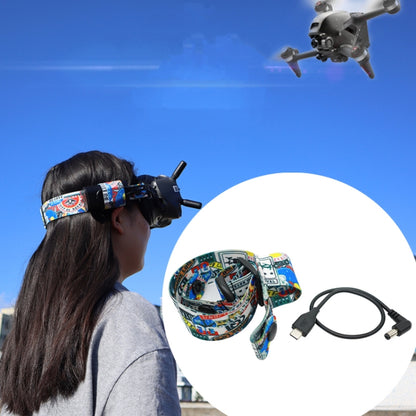Flight Video Glasses Graffiti Color Headband Fixed Strap For DJI FPV Goggles V2 Strap + Power Line - Other Accessories by PMC Jewellery | Online Shopping South Africa | PMC Jewellery | Buy Now Pay Later Mobicred