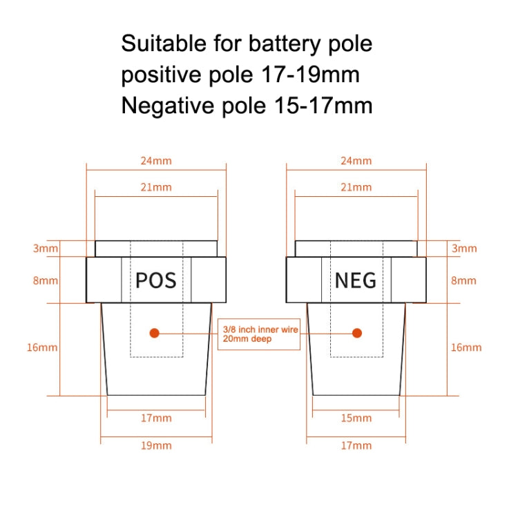 3 Pairs Car Battery Pile Header Circular Column Battery Maintenance Modification Accessories - Booster Cable & Clip by PMC TechLife | Online Shopping South Africa | PMC TechLife | Buy Now Pay Later Mobicred