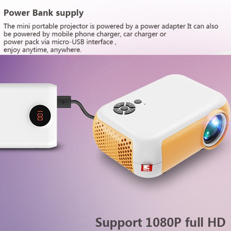 A10 480x360 Pixel Projector Support 1080P Projector ,Style: Basic Model  White Yellow (EU Plug) - Mini Projector by null | Online Shopping South Africa | PMC Jewellery | Buy Now Pay Later Mobicred