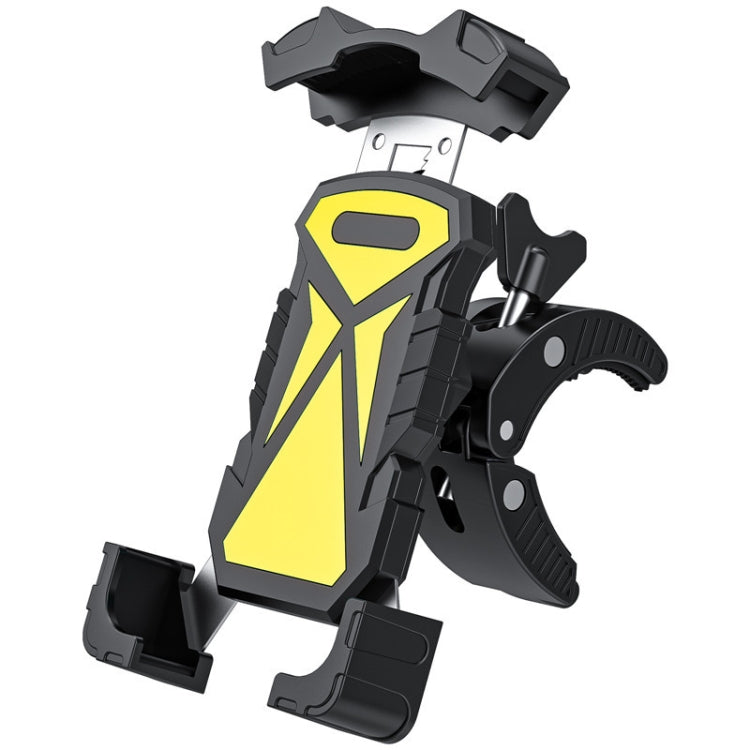 L101+M011 Outdoor Cycling Mechanical Locking Phone Holder(Yellow) - Holders by PMC Jewellery | Online Shopping South Africa | PMC Jewellery | Buy Now Pay Later Mobicred
