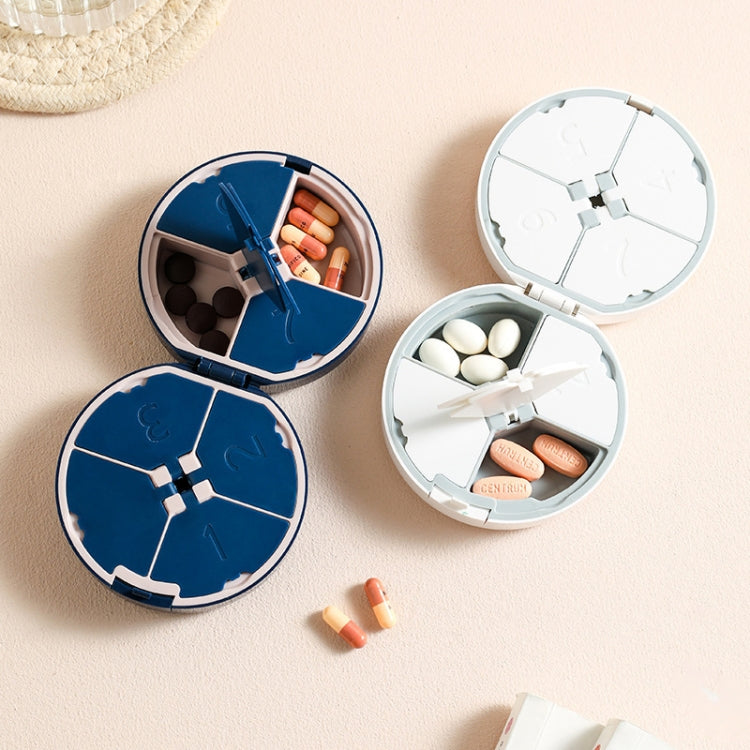 Double-layer Round Eight Grids Portable Medicine Box with Cutter(White) - free shipping - PMC TechLife - Order now!