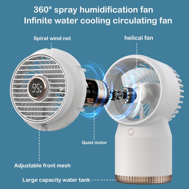 Spray Humidified LED Digital Display Office Home Fan, Style: USB Direct Plug(White) - Electric Fans by PMC Jewellery | Online Shopping South Africa | PMC Jewellery | Buy Now Pay Later Mobicred