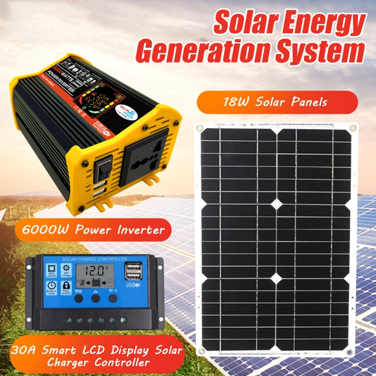 Saga 3 Generations Home Solar Generator Inverter+30A Controller+18W 12V Solar Panel, Specification: Black 12V To 220V - Modified Square Wave by PMC Jewellery | Online Shopping South Africa | PMC Jewellery | Buy Now Pay Later Mobicred