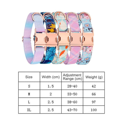 Rose Gold Buckle Pet Detachable Bow Collar, Size: S 1.5x28-40cm(Blue Snake Flower) - Collars by PMC Jewellery | Online Shopping South Africa | PMC Jewellery