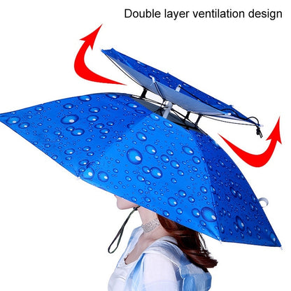 Double-layer Fishing Umbrella Hat Outdoor Sunscreen And Rainproof Folding Umbrella Hat, Color: 95 Purple (Elastic Band) - Umbrellas by PMC Jewellery | Online Shopping South Africa | PMC Jewellery