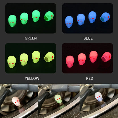 1 Sets Car Tire Luminous Valve Cap Motorcycle Skull Valve Core Cap(Green) - Tire Valve Caps by PMC Jewellery | Online Shopping South Africa | PMC Jewellery