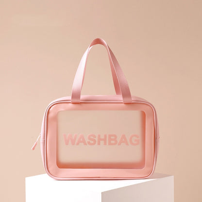 2 PCS Frosted Translucent Waterproof Storage Bag Cosmetic Bag Swimming Bag Wash Bag Pink L - Waterproof Bags by PMC Jewellery | Online Shopping South Africa | PMC Jewellery