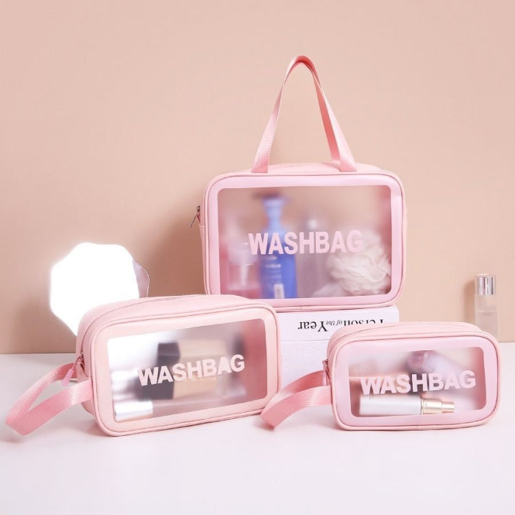 2 PCS Frosted Translucent Waterproof Storage Bag Cosmetic Bag Swimming Bag Wash Bag Pink L - Waterproof Bags by PMC Jewellery | Online Shopping South Africa | PMC Jewellery