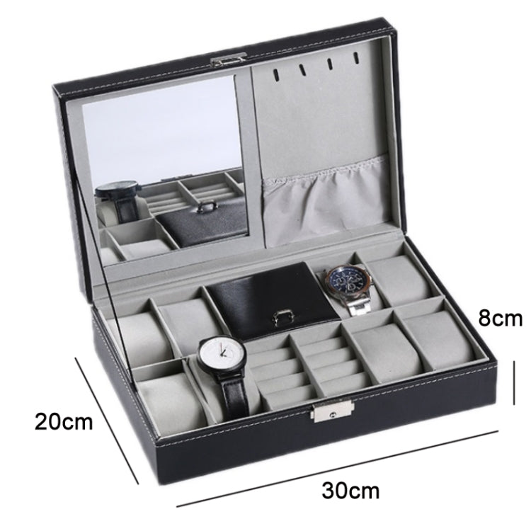 8-Bit Watch Display Storage Box Necklace Ring Jewelry Box With Mirror(Black) - free shipping - PMc TechLife - Order now!