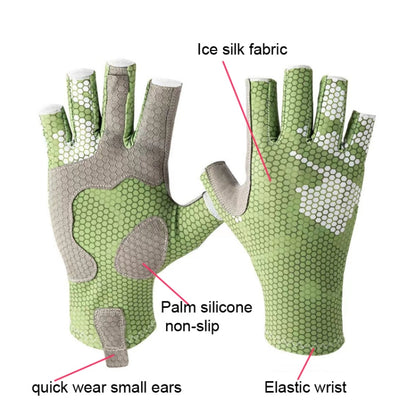 Ice Silk Half Finger Fishing Gloves Sunscreen  Riding Gloves, Size:  Free Size(Youth Green) - Safety Gloves by PMC Jewellery | Online Shopping South Africa | PMC Jewellery