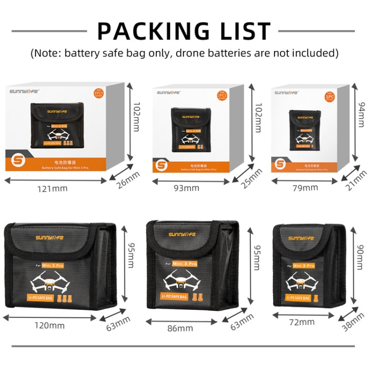 Sunnylife  Battery Explosion-proof Bag Storage Bag for DJI Mini 3 Pro,Size: Can Hold 1 Battery - Carry Cases & Bags by Sunnylife | Online Shopping South Africa | PMC TechLife | Buy Now Pay Later Mobicred