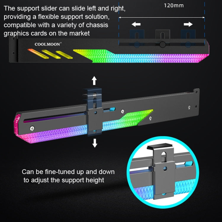COOLMOON GT8 Graphics Card Bracket With 5V ARGB Multi-interface(White) - Caddies & Enclosures by COOLMOON | Online Shopping South Africa | PMC Jewellery