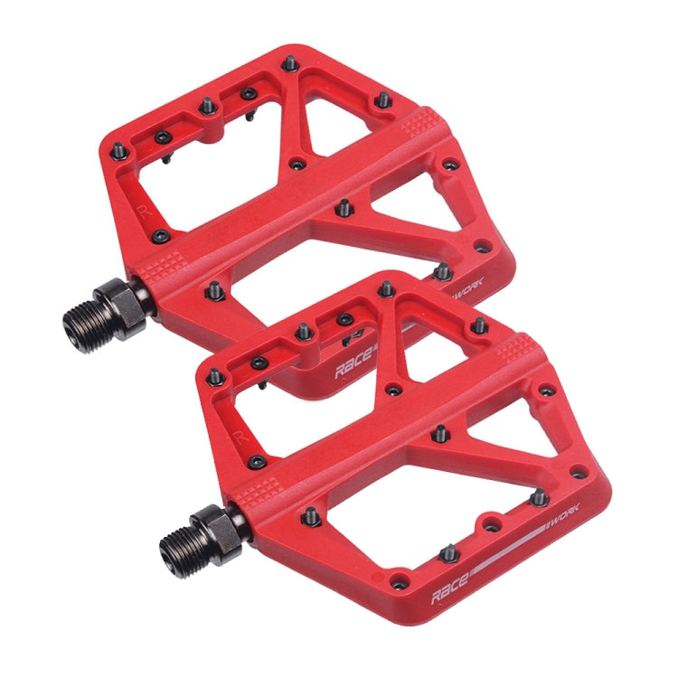 RACEWORK RK66 Mountain Bike Nylon Fiber Pedals(Red) - Pedals by RACEWORK | Online Shopping South Africa | PMc TechLife | Buy Now Pay Later Mobicred