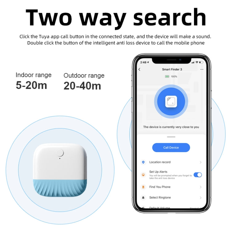 Wallet Key Finder Two Way Bluetooth Intelligent Anti-lost Device(Blue) - Anti-lost Alarm by PMC TechLife | Online Shopping South Africa | PMC TechLife