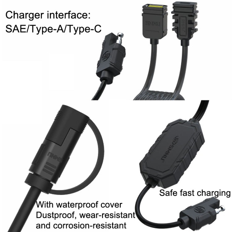 SMNU S0038 Motorcycle QC3.0/2.0 Mobile Phone Dual USB Fast Charger - Battery Charger by SMNU | Online Shopping South Africa | PMC Jewellery | Buy Now Pay Later Mobicred