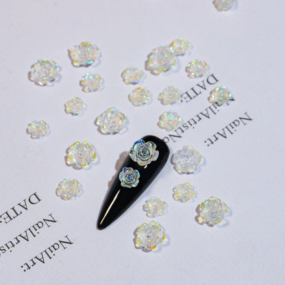 SP0473 30Pcs/Pack 3D Camellia Nail Art Decorative Rhinestones(Transparent) - Nail Stickers by PMC Jewellery | Online Shopping South Africa | PMC Jewellery | Buy Now Pay Later Mobicred