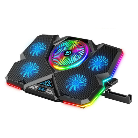 CoolCold  Five Fans 2 USB Ports Laptop Cooler Gaming Notebook Cool Stand,Version: Touch Symphony Blue - Cooling Pads by CoolCold | Online Shopping South Africa | PMC Jewellery | Buy Now Pay Later Mobicred