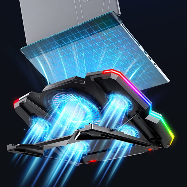 CoolCold  Five Fans 2 USB Ports Laptop Cooler Gaming Notebook Cool Stand,Version: Touch Symphony Blue - free shipping - PMC TechLife - Order now!