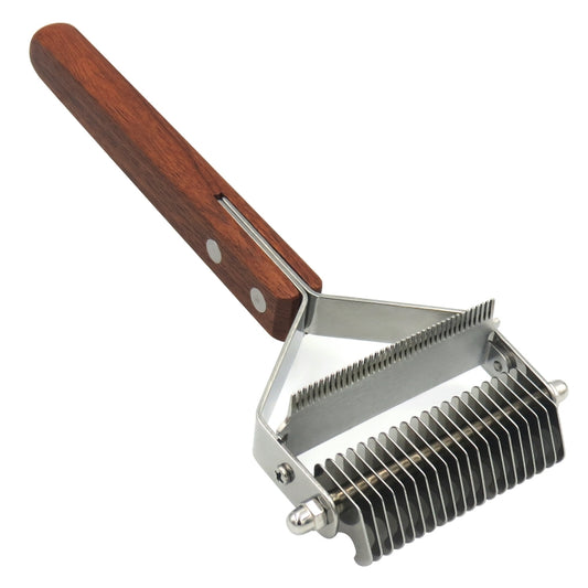 Pet Wooden Handle Dual-purpose Stainless Steel Comb Pet Hair Removal Comb(DS-Y075) - Brushes & Combs by PMC Jewellery | Online Shopping South Africa | PMC Jewellery | Buy Now Pay Later Mobicred