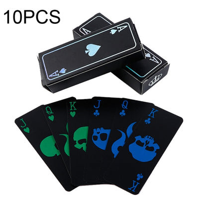 10 PCS Fluorescent PVC Skull Playing Cards Waterproof  Playing Cards,Size: 3.2 x 8.7cm  Blue+Green - Gambling by PMC Jewellery | Online Shopping South Africa | PMC Jewellery