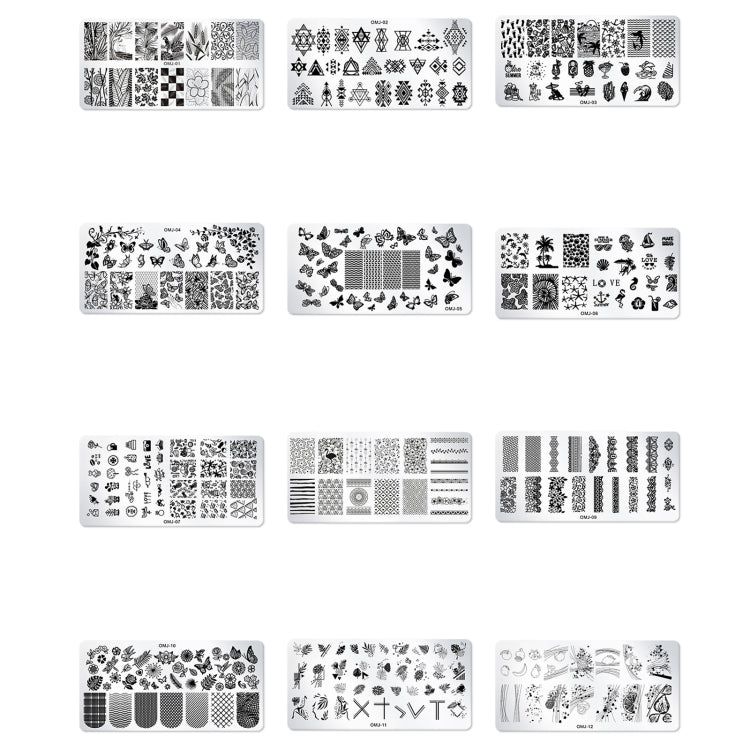 5 PCS Square Nail Art Print Template Nail Accessories(OMJ-02) - Nail Art Equipment by PMC Jewellery | Online Shopping South Africa | PMC Jewellery | Buy Now Pay Later Mobicred