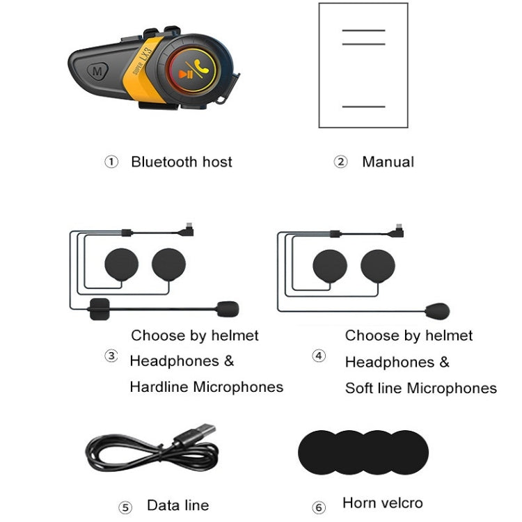Motorcycle Helmet Call Music Navigation Bluetooth Headset, Color: Yellow(Hard Pipe Microphone) - Motorcycle Walkie Talkie by PMC TechLife | Online Shopping South Africa | PMC TechLife | Buy Now Pay Later Mobicred