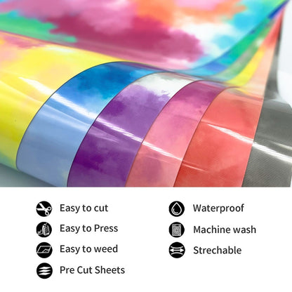 Clouds Watercolor Tie Dye Heat Transfer Vinyl Make Sign Pattern Cricut Film 30x 50cm(Colored) - DIY Apparel Sewing by PMC Jewellery | Online Shopping South Africa | PMC Jewellery