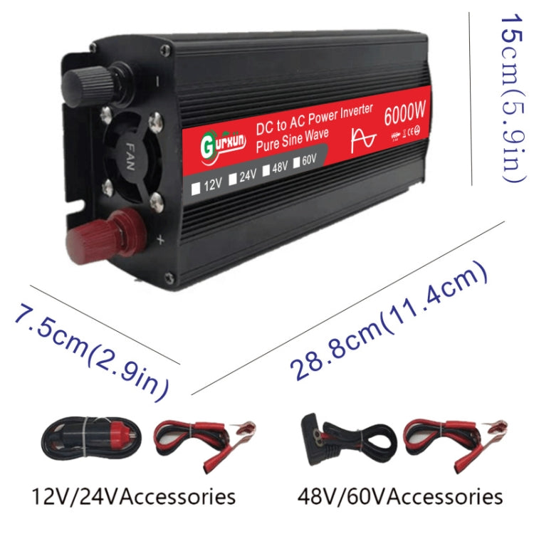 Gurxun 6000W High Power Sine Wave Inverter With Single Digital Display, Specification: 24V-220V - Pure Sine Wave by Gurxun | Online Shopping South Africa | PMC Jewellery | Buy Now Pay Later Mobicred