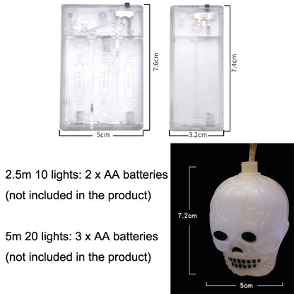 Halloween LED White Yarn Skull Ghost Festival Horror Atmosphere Decorative Lights, Style: 5m 20 Lights (White) - Decoration Lamps by PMC Jewellery | Online Shopping South Africa | PMC Jewellery