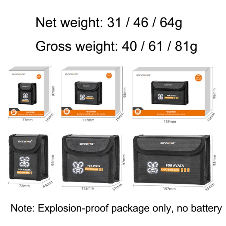 Sunnylife AT-DC478 Put 2 Batteries Battery Explosion-proof Bag For DJI Avata - Cases & Bags by PMC TechLife | Online Shopping South Africa | PMC TechLife | Buy Now Pay Later Mobicred
