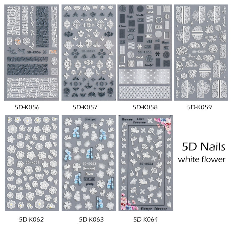 2 PCS 5D Stereoscopic Hollow Lace Nail Stickers Nail Art 3D Flower Embossed Stickers(5D-K57) - Nail Stickers by PMC Jewellery | Online Shopping South Africa | PMC Jewellery | Buy Now Pay Later Mobicred