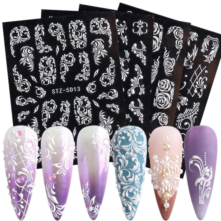 5D Three-dimensional Carved Nail Art Stickers Rose Pattern Embossed Nail Stickers(Stz-5D14) - Nail Stickers by PMC Jewellery | Online Shopping South Africa | PMC Jewellery | Buy Now Pay Later Mobicred