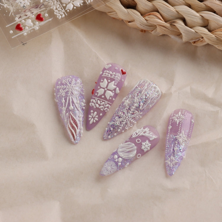 3 PCS 5D Embossed Nail Stickers Christmas Snowflake Elk Nail Stickers(5D-K125) - Nail Stickers by PMC Jewellery | Online Shopping South Africa | PMC Jewellery | Buy Now Pay Later Mobicred